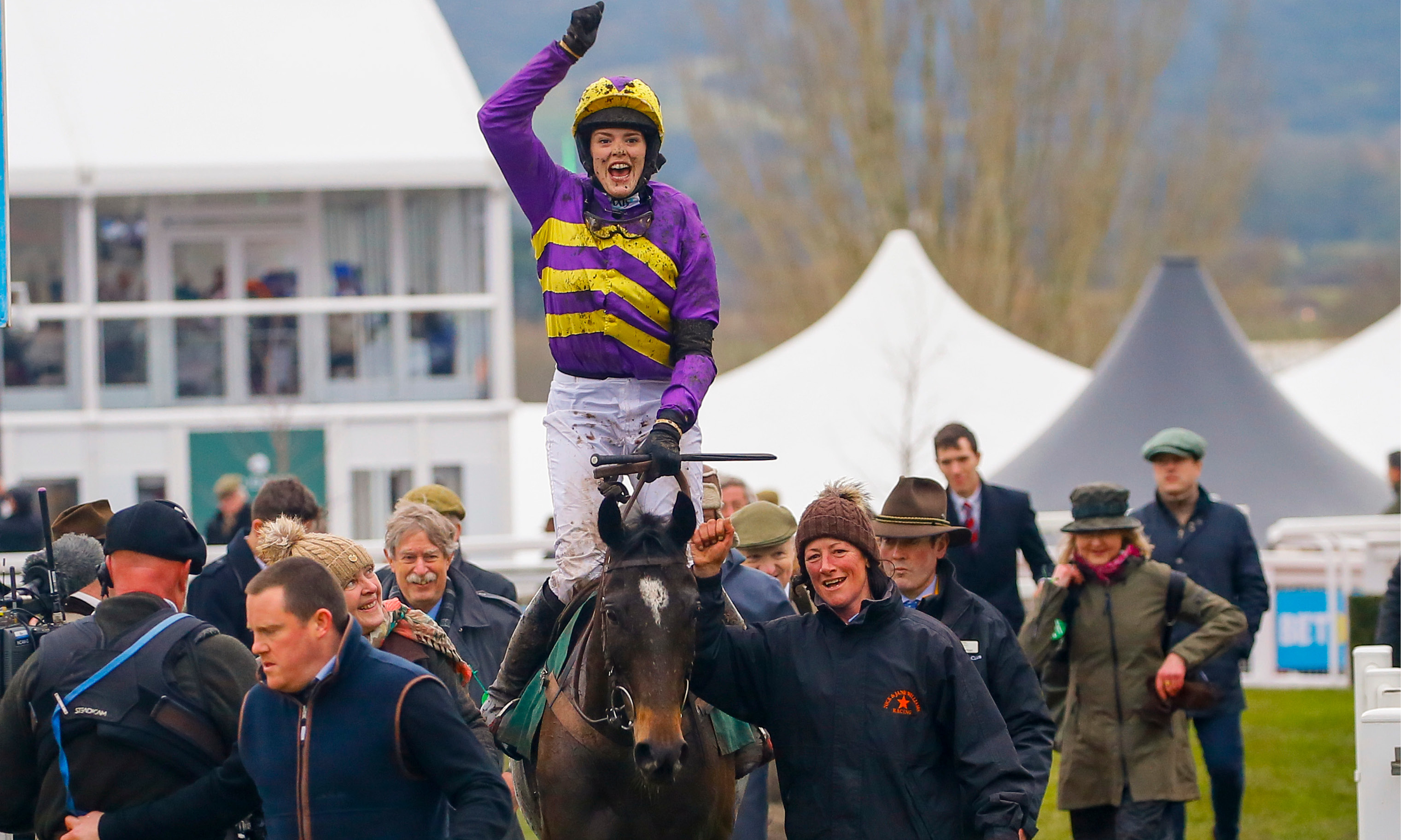 A teen has become the first UK jockey to compete - and win 