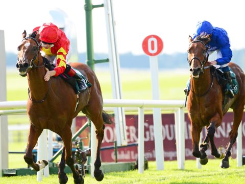 Thunder Moon (D P McDonogh) winning the Goffs Vincent O’Brien National Stakes (Group 1) The Curragh